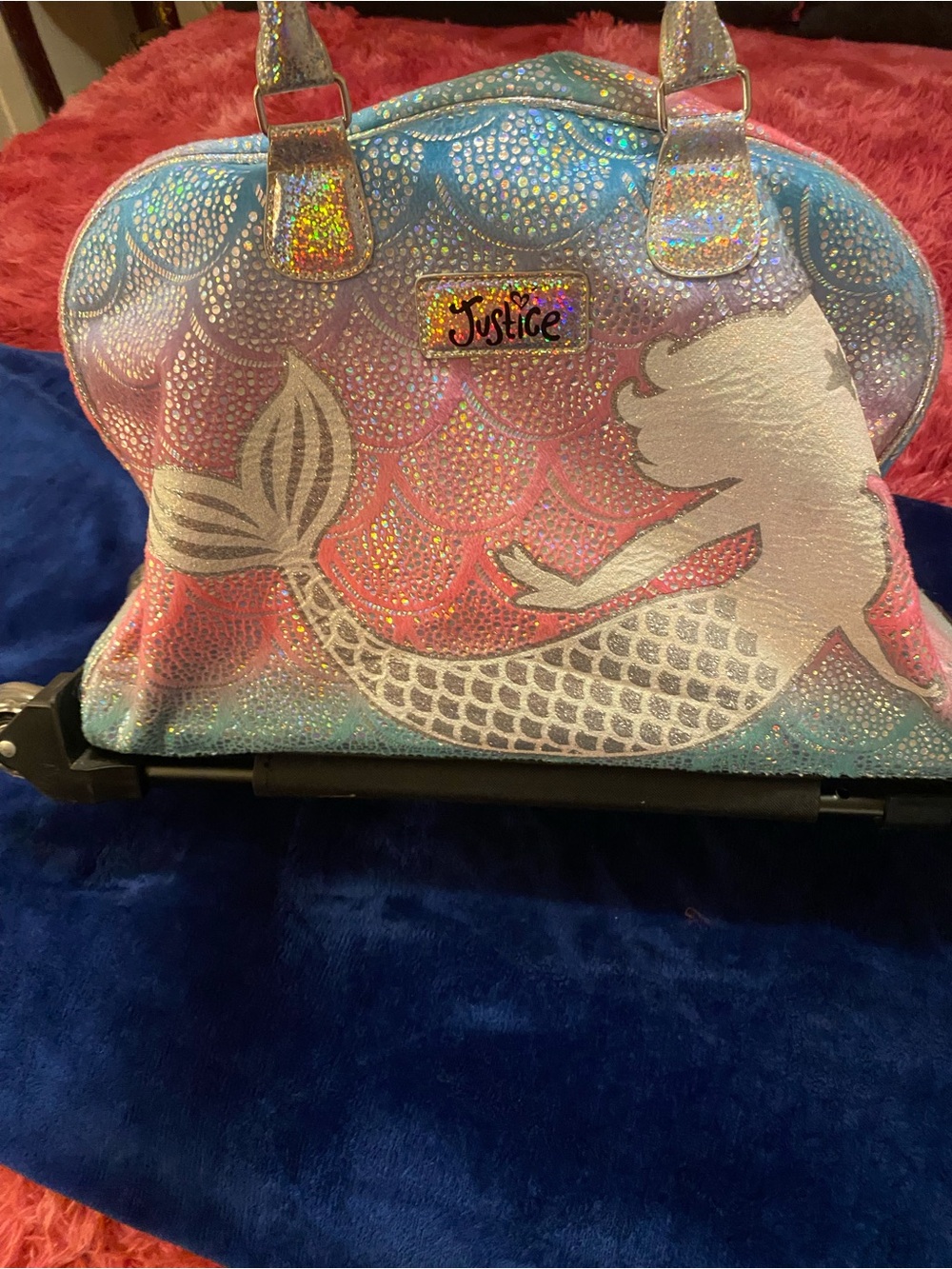 Justice Holographic Mermaid Duffle Bag - Pink, Blue